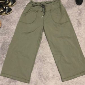 Lululemon Olive Cropped Wide Leg Pants